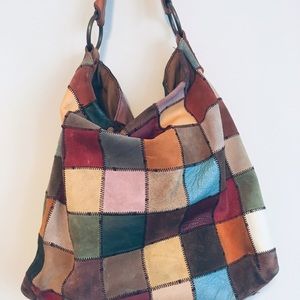 Lucky Brand Suede Patchwork Hobo Bag